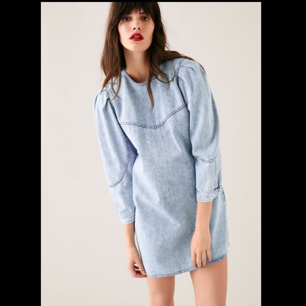 Nwt Zara Denim 80’s dress! Puff sleeve! - Picture 1 of 4